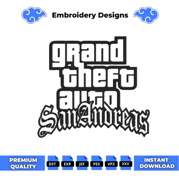 Grand Theft Auto San Andreas Embroidery Design