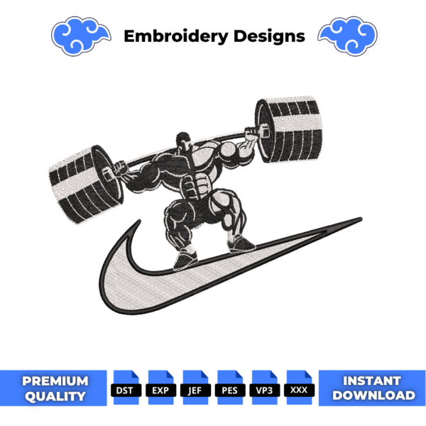 Heavy Weight Bodybuilder Embroidery Design