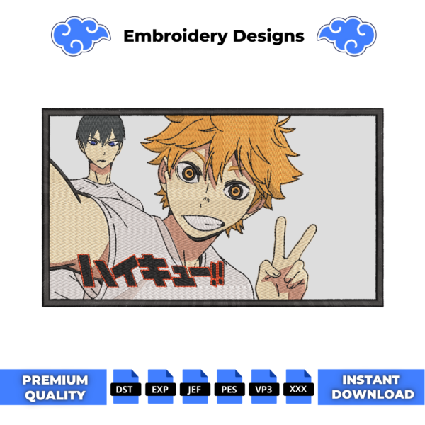Hinata and Kageyama Embroidery Design