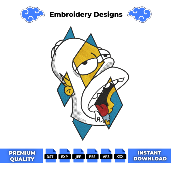 Homer Simpson Face Embroidery Design