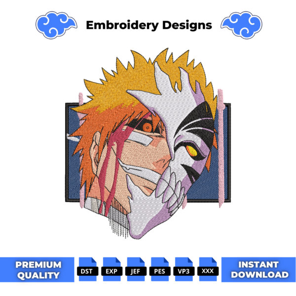 Ichigo Mask Boxed Embroidery Design