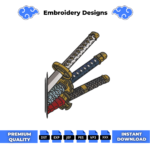 Incredible Zoro Katana Embroidery Design