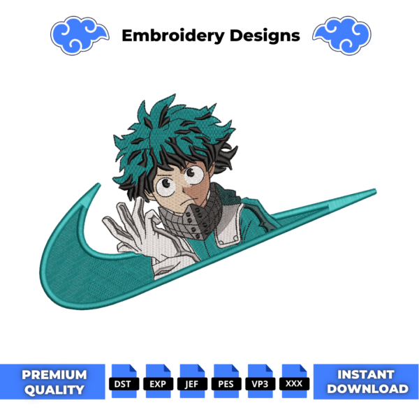 Izuku Midoriya Anime Embroidery Design