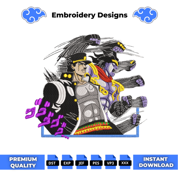 Jotaro Kujo Boxed Anime Embroidery Design