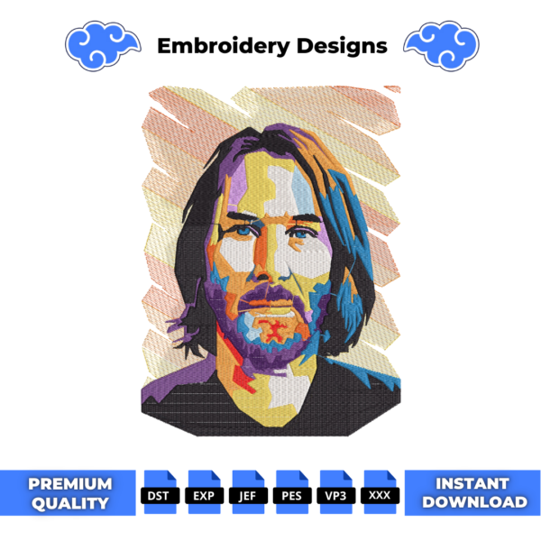 Keanu Reeves Pastel Embroidery Design