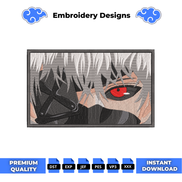 Ken Kaneki Anime Embroidery Design