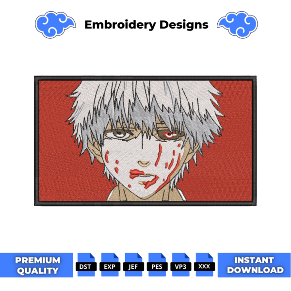 Ken Kaneki Tokyo Ghoul Embroidery Design