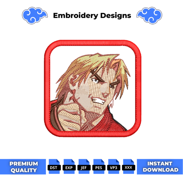 Ken Street Fighter Cap Embroidery Design