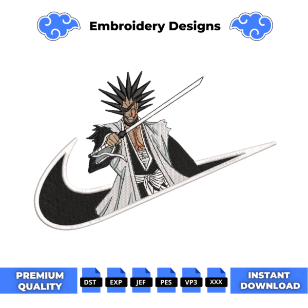 Kenpachi Zakari Swoosh Embroidery Design