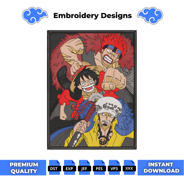 Kid Luffy and Law Embroidery Design