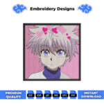 Killua Zoldyck Pink Embroidery Design