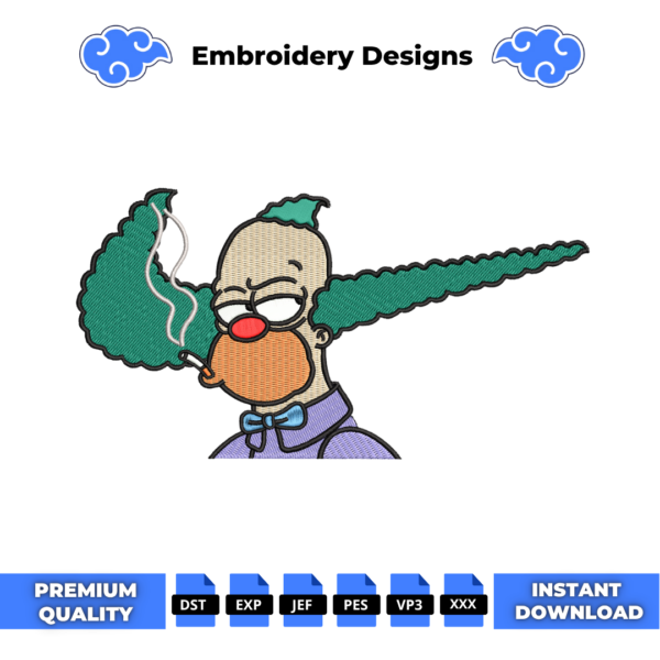 Krusty The Clown Embroidery Design