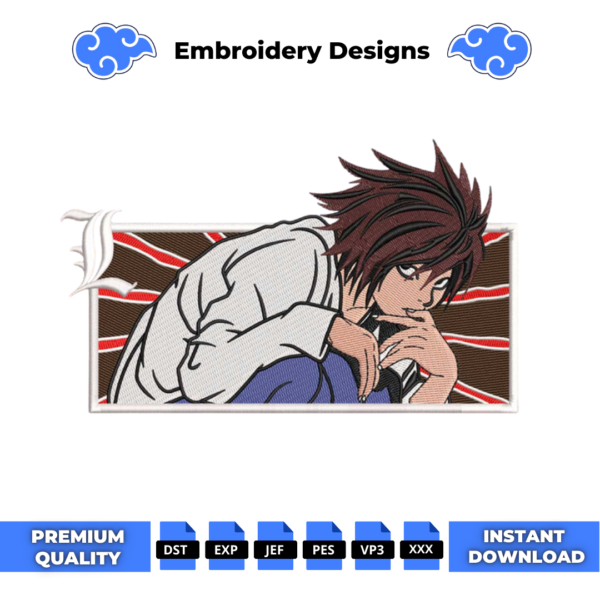 L Boxed Death Note Embroidery Design