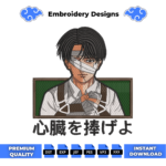 Levi Ackerman Boxed Anime Embroidery Design