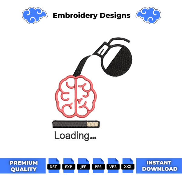 Loading Brain Embroidery Design