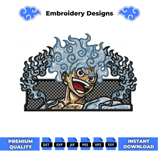 Luffy Gear 5 Boxed Embroidery Design