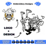 Luffy Gear 5 Laugh and Logo Embroidery Design
