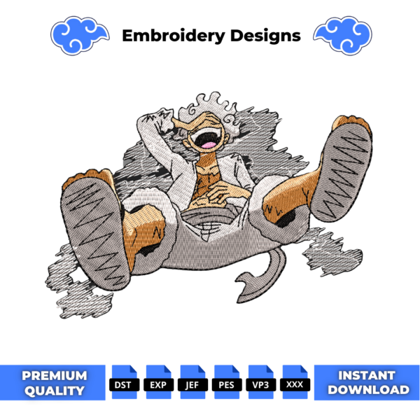 Luffy Gear 5 Laugh Embroidery Design