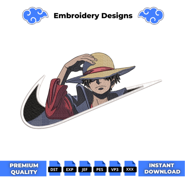 Luffy Swoosh Embroidery Design