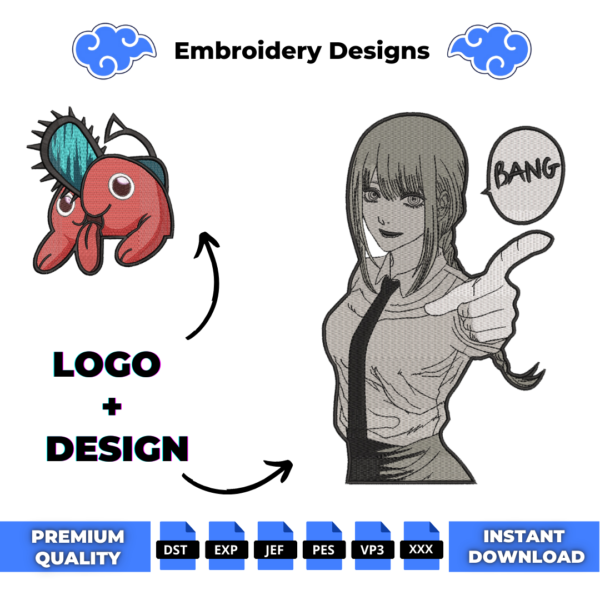 Makima and Logo Embroidery Design