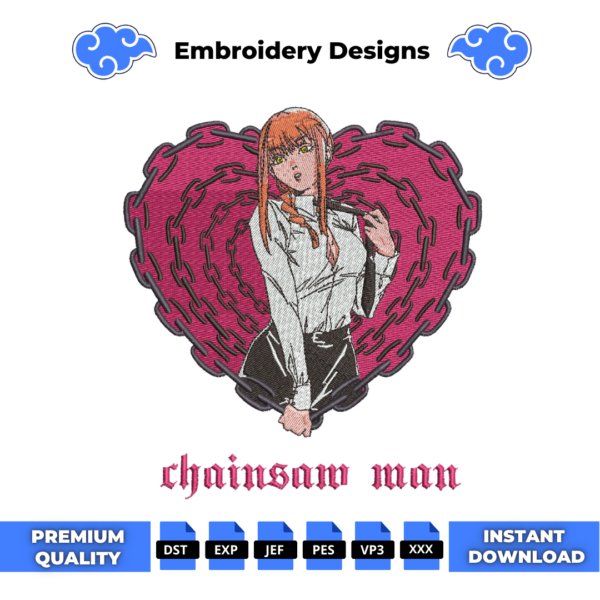Makima Love Embroidery Design
