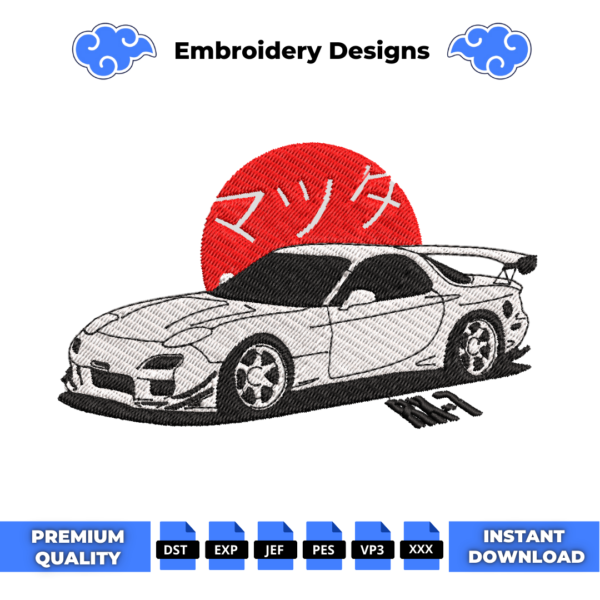 Mazda RX7 Embroidery Design
