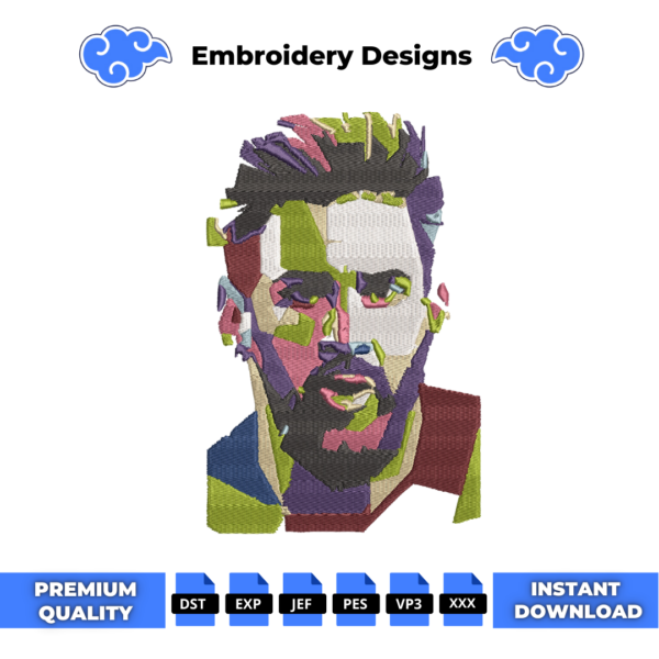Messi Pastel Embroidery Design