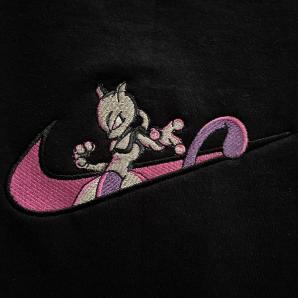 Mewtwo Embroidery Design stitched by a customer