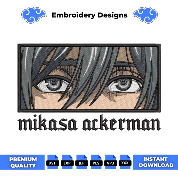 Mikasa Ackerman Eyes Embroidery Design