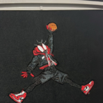 Miles Morales Air Jordan Embroidery Design stitched by a customer