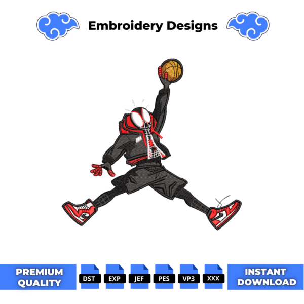 Miles Morales Air Jordan Embroidery Design