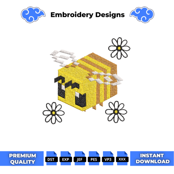 Minecraft Bee Embroidery Design