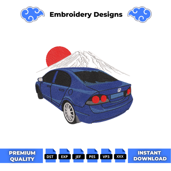Mountain Car Embroidery Design
