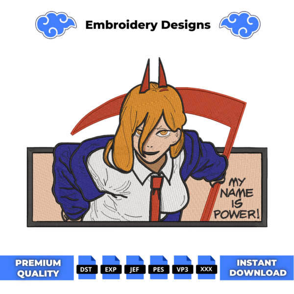 My Name is Power Embroidery Design