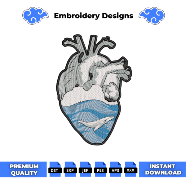 Ocean Whale Embroidery Design