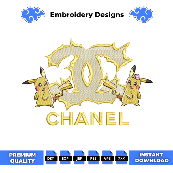 Pikachu Chanel Embroidery Design