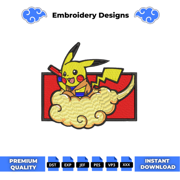 Pikachu Dragon Ball Embroidery Design
