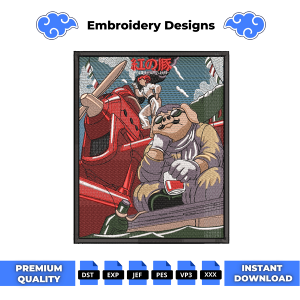 Porco Rosso Embroidery Design