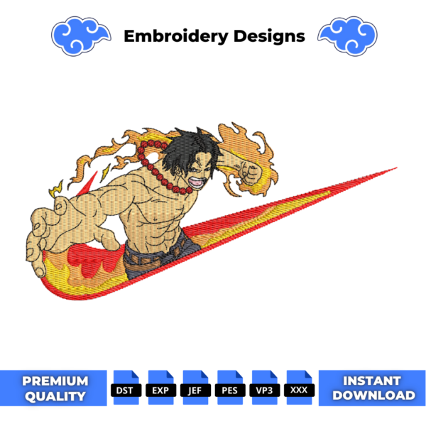 Portgas D Ace Embroidery Design