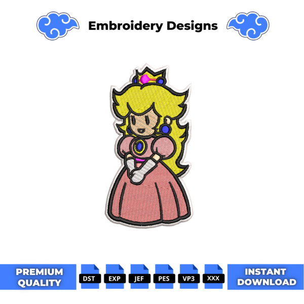 Princess Peach Embroidery Design