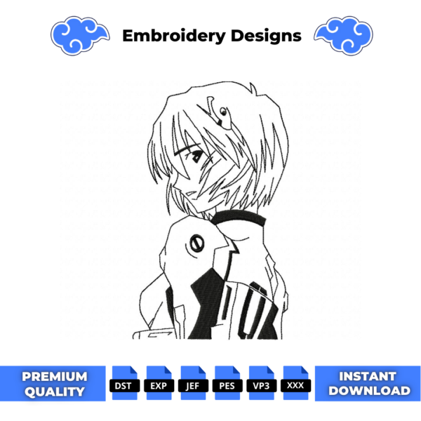 Rei Ayanami Embroidery Design