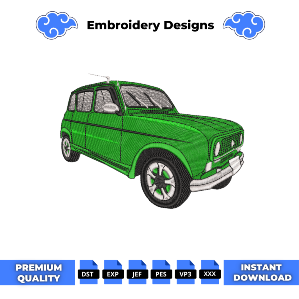 Renault 4L Embroidery Design
