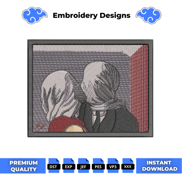 Rene Magritte – The Lovers Embroidery Design