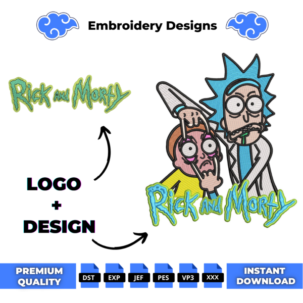 Rick and Morty and Logo Embroidery Design