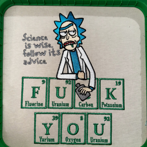 Rick F you and Logo Embroidery Design stitched by a customer