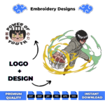 Rock Lee and Logo Embroidery Design