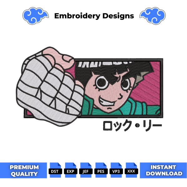 Rock Lee Embroidery Design