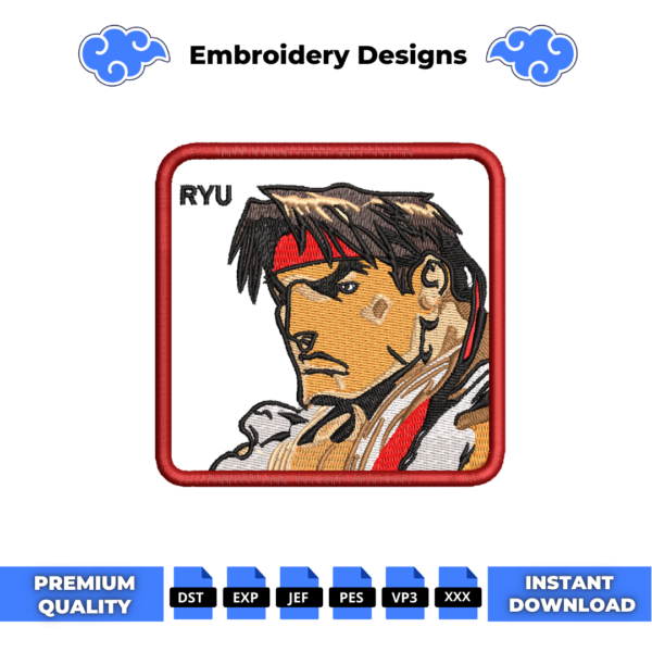 Ryu Street Fighter Cap Embroidery Design