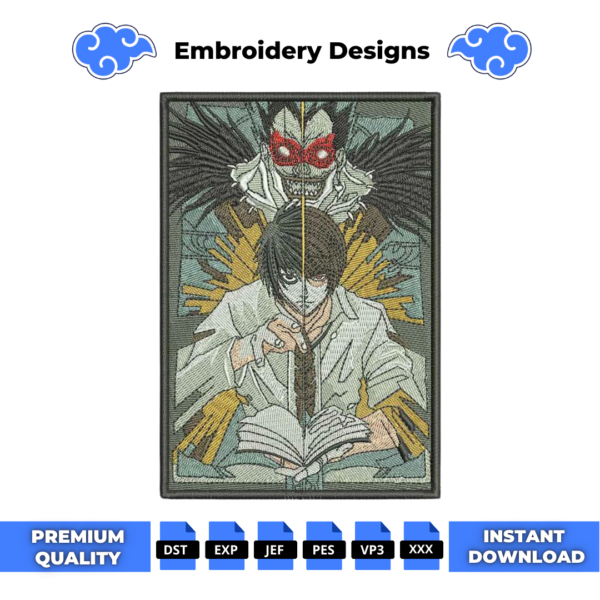Ryuk and Light Yagami Embroidery Design