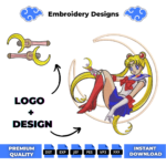 Sailor Moon and Logo Embroidery Design